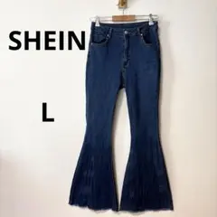 【美品】シーイン　レディース　L フレアデニム　ブーツカット　カットオフ　ブルーのサムネイル