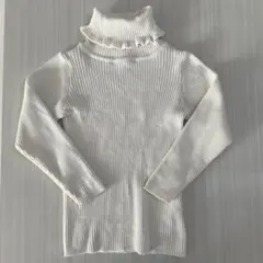 ブランシェス♡ホワイトリブ編みハイネックセーター♡110cm