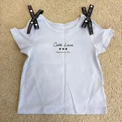 しまむら リボン×肩空き半袖トップス 110 子供服 キッズ 女の子のサムネイル