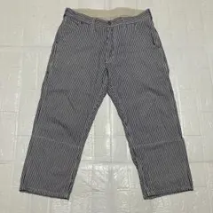 BEAMS 7分丈パンツ　ストラップ　Mサイズ ホワイト＆ブルー　ペインター風