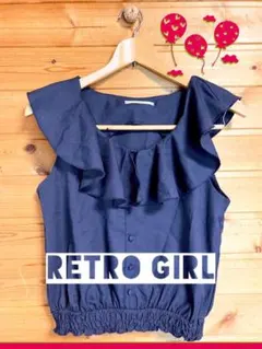 RETRO GIRL カットソー　ブラウス　ネイビー