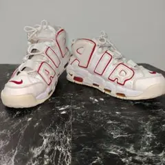 美品 NIKE AIR MORE UPTEMPO ホワイト レッド メンズ