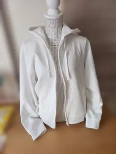 ホワイト コットンパーカー Lサイズ