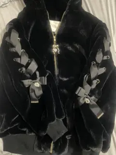 リズリサ リボンうさ耳ファーブルゾン ブラック