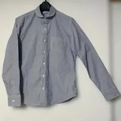 ブルーストライプラウンドカラーシャツ