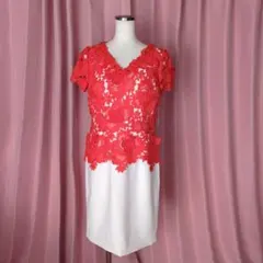 キャバドレス/パーティードレス /レースワンピース/オレンジホワイトワンピース