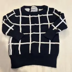 ARCH&LINE ネイビー チェック柄 ニット