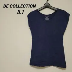 DE COLLECTION ネイビー クラシックTシャツ 【L】レディース
