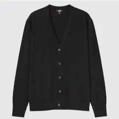 【UNIQLO】エクストラファインメリノ Vネックカーディガン ブラック