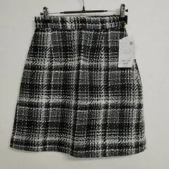 ロペピクニック ツイード膝丈 ミニスカート ブラックチェック柄 秋冬