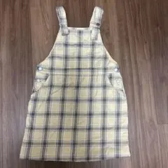 チェック柄ジャンバースカート ベージュ