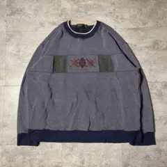 LINDBERGH 刺繍入り ネイビー ニットセーター
