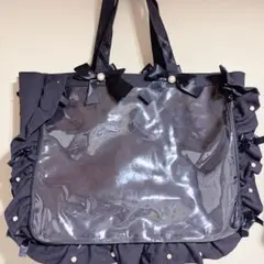 ザッカマート A3フリル付き黒トートバッグ