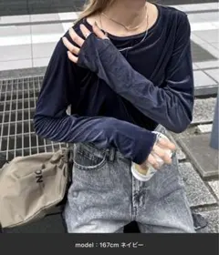 feepur tシャツ シアーベロアロンTee ネイビー