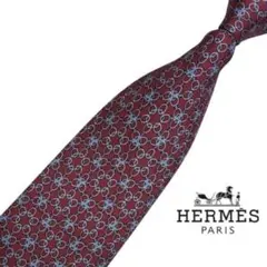 HERMES バーガンディ 高級SILKネクタイ エルメス N63