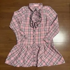 mezzo pianoピンク系チェック ワンピース 160