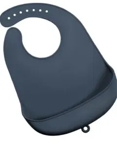 ベビー用シリコンエプロン　ネイビー　スーパーソフト　持ち運びに便利