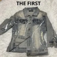 THE FIRST ペイント加工 デニムジャケット ライトブルー Sサイズ500