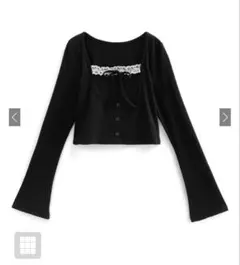 レイヤード風スクエアネックレースリブトップス[dk1370]