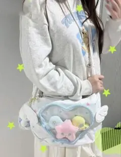 星柄 ハート窓 ショルダーバッグ ホワイト