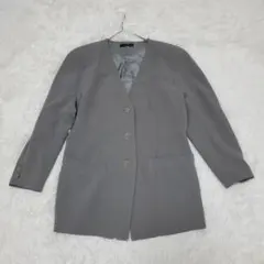​Leilian レリアン ノーカラージャケット グレー 9号 M キュプラ裏地