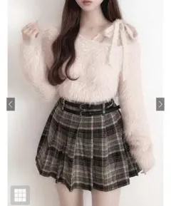 ワンショルフェザーニットリボントップス［dr747］