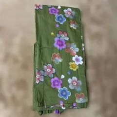 浴衣 単品 カーキ色 桜柄