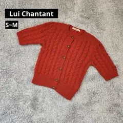 【ルイシャンタン】ニットカーディガン・七分袖・レトロ・サマーニット◇レッド・9号