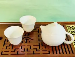 中国茶器　白磁急須と湯呑みセット　茶碗景徳鎮茶器伊万里焼き茶道具皿