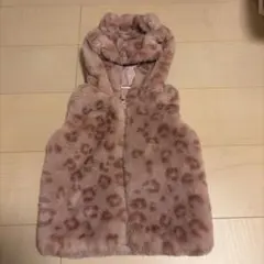 キッズ ファーコート ピンク ヒョウ柄 80女の子 アウター