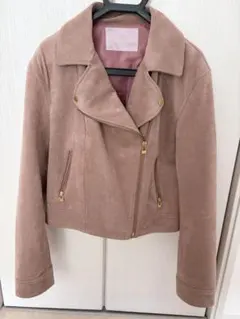 ピンク スエード　ライダースジャケット