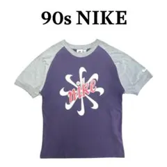 90s NIKE 風車ロゴビッグプリントラグランTシャツ ナイキ 袖刺繍