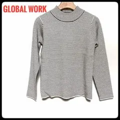 【美品】グローバルワーク メルティリブハイネックプルオーバー ボーダー春物