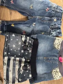 刺繍入りデニムハーフパンツ スカート　80 100