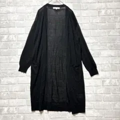 グローブ シアーカーディガン M ブラック 羽織り 丈長め シンプル モノトーン