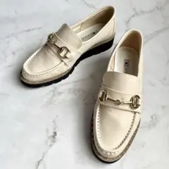 DIANA ビットローファー 厚底 本革 アイボリー23 春夏