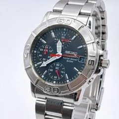 稼働品 SEIKO クロノグラフ クォーツ シルバー ブラック