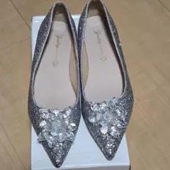 シルバーグリッター フラットシューズ