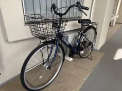青色シティサイクル 前面バスケット付き　引き取り限定 本体 水色 シティサイクル 前面バスケット付き - メルカリ