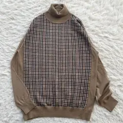DAKS ハイネック　長袖　チェック　ニット　セーター