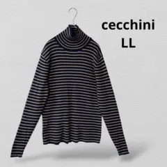 cecchiniチェッキーニ ボーダータートルネック ニット 長袖　綿100％