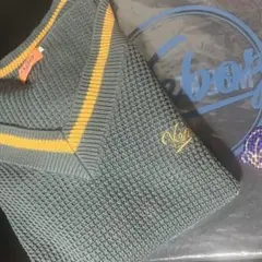 ケボズ 深Vネックラインニット グリーン コットン