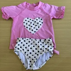 【春セール】女の子用水着セット ピンク ハートデザイン　ラッフルバッツ　5T