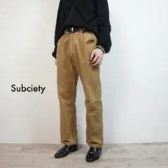 Subciety コーデュロイパンツ 細畝 ベージュ ブラウン /R255