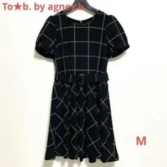 To★b. by agnes b. 黒　半袖　ワンピース　ドットチェック