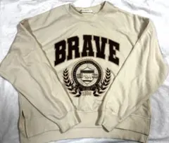 【レイカズン】長袖スウェット　トレーナー　オフホワイト アイボリー　F ロゴ