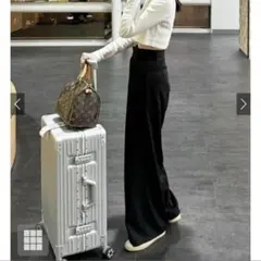 GRL グレイル センタープレスワイドタックロングパンツ gm615 ブラック