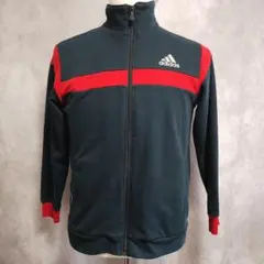 adidas ジップアップジャケット ダークグリーン/レッド