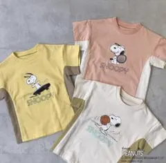 スヌーピー Tシャツ petit main ベージュ/ホワイト