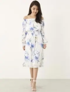 rienda フラワーワンピース オフショル